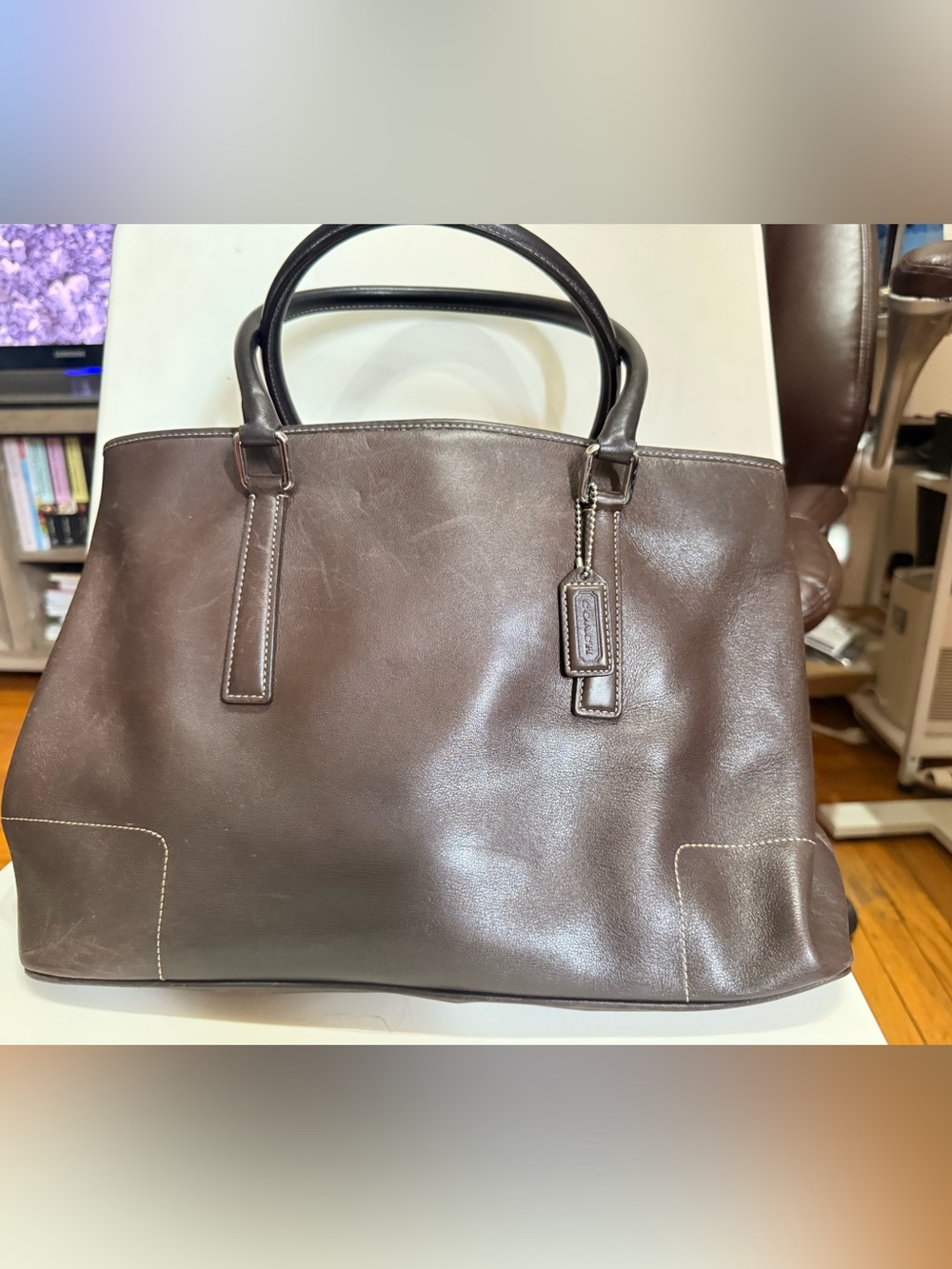Coach Dark Brown Leather Tote Bag